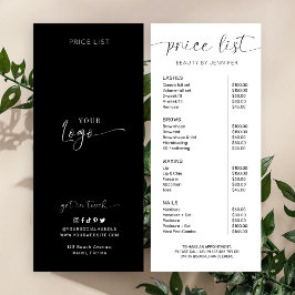 Elegant Simple Calligraphy Logo Beauty Price List Reclamekaart