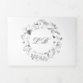 Elegant Simple Calligraphy Monogram Floral Wedding Drieluik Uitnodiging (Cover)