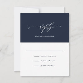 Elegant Simple Calligraphy Navy Blue Wedding RSVP Kaartje