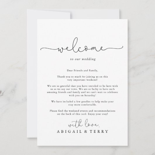 Elegant Simple Calligraphy Weddenschap Welkomstbri (Voorkant)