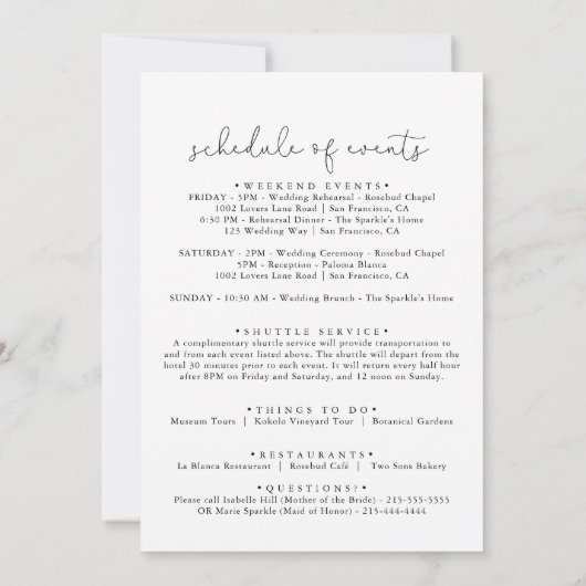 Elegant Simple Calligraphy Weddenschap Welkomstbri (Achterkant)