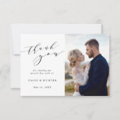 Elegant Simple Calligraphy Wedding 2 Photo Bedankkaart (Voorkant)