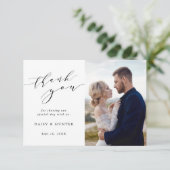 Elegant Simple Calligraphy Wedding 2 Photo Bedankkaart (Staand voorkant)