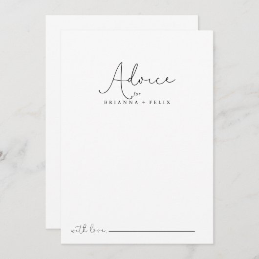 Elegant Simple Calligraphy Wedding Advieskaart (Voorkant / Achterkant)