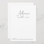 Elegant Simple Calligraphy Wedding Advieskaart<br><div class="desc">Deze elegante simpele kalligrafie bruiloft-advieskaart is perfect voor een rustige bruiloft. Het eenvoudige en elegante ontwerp kenmerkt klassieke en fancy manuscripttypografie in zwart-wit. Deze kaarten zijn perfect voor een bruiloft, vrijgezellenfeest, baby shower, graduatiedag en nog veel meer. Pas de kaarten aan met de namen van de bruid en de bruidegom,...</div>