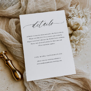 Elegant Simple Calligraphy Wedding Informatiekaartje