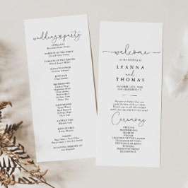 Elegant Simple Calligraphy Wedding Program Programmakaart