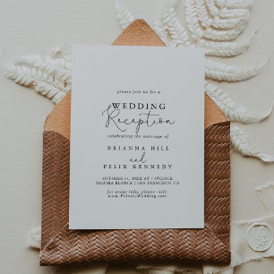 Elegant Simple Calligraphy Wedding Reception Kaart