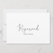 Elegant Simple Calligraphy Wedding Reserved Sign (Voorkant)