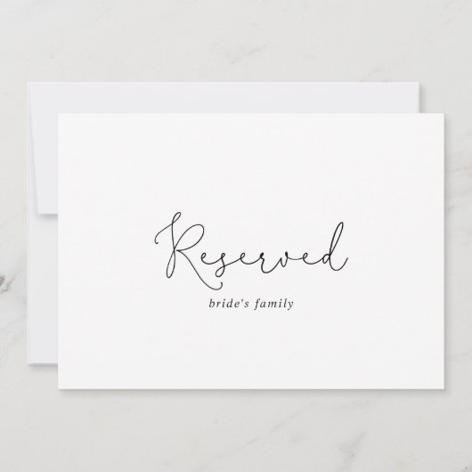 Elegant Simple Calligraphy Wedding Reserved Sign (Achterkant)