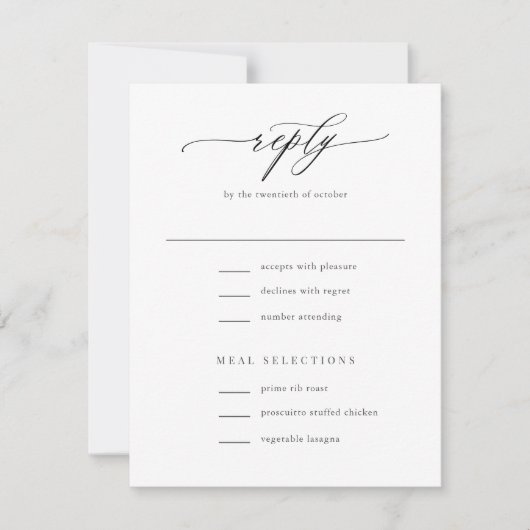 Elegant Simple Calligraphy Wedding RSVP Kaartje (Voorkant)