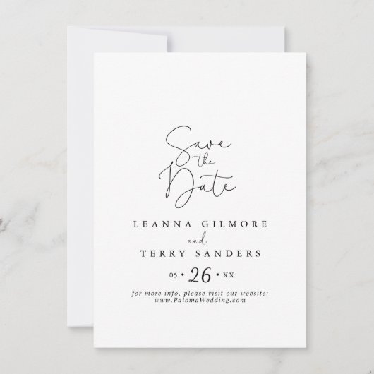 Elegant Simple Calligraphy Wedding Save The Date (Voorkant)
