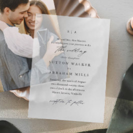 Elegant Simple Calligraphy Wedding Vellum Uitnodigingen