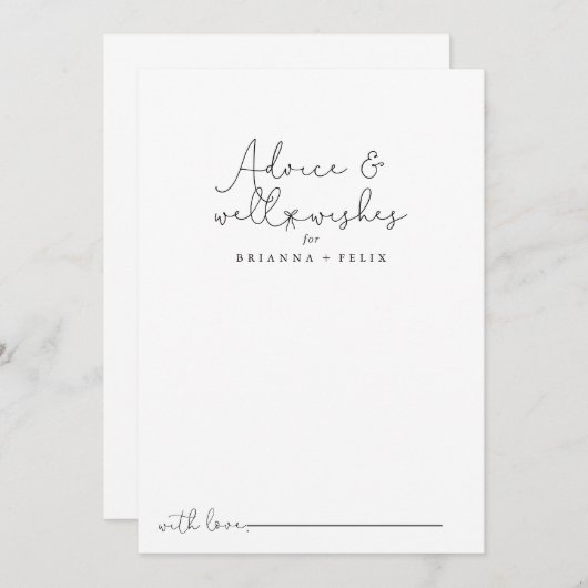 Elegant Simple Calligraphy Wedding Well Wishes Advieskaart (Voorkant / Achterkant)