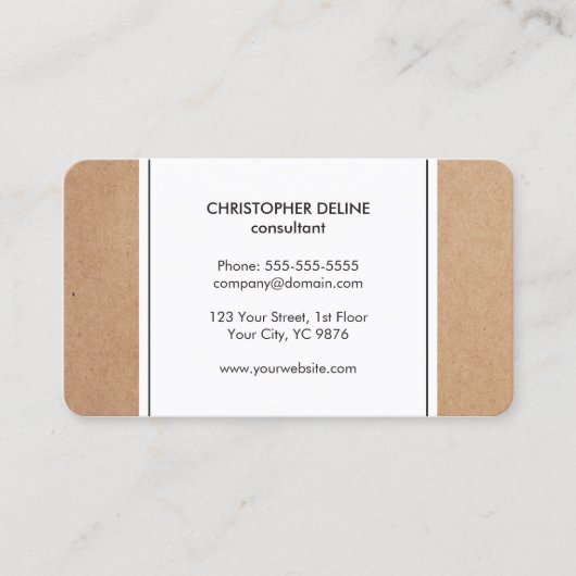 Elegant Simple Cardboard White Consultant Visitekaartje (Voorkant)