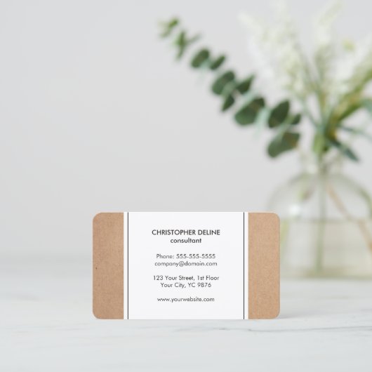 Elegant Simple Cardboard White Consultant Visitekaartje (Staand voorkant)