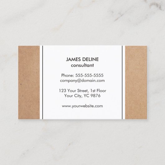 Elegant Simple Cardboard White Consultant Visitekaartje (Voorkant)