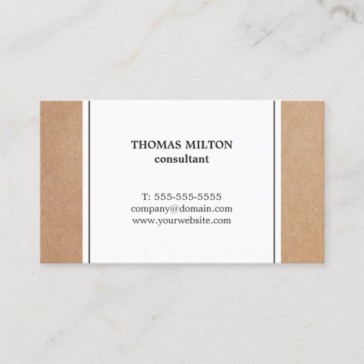 Elegant Simple Cardboard White Consultant Visitekaartje (Voorkant)