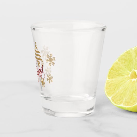 Elegant Simple Cheers Merry Kerstwish Shot Glas (Rechts)