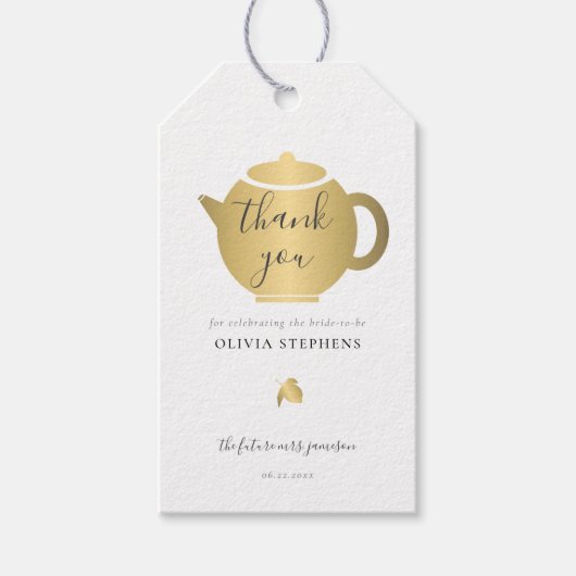 Elegant Simple Chic Gold Vrijgezellenfeest Tea Par Cadeaulabel (Voorkant)