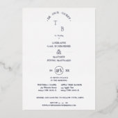 Elegant Simple Chic Initials  Modern Photo Couple Folie Uitnodiging (Voorkant)