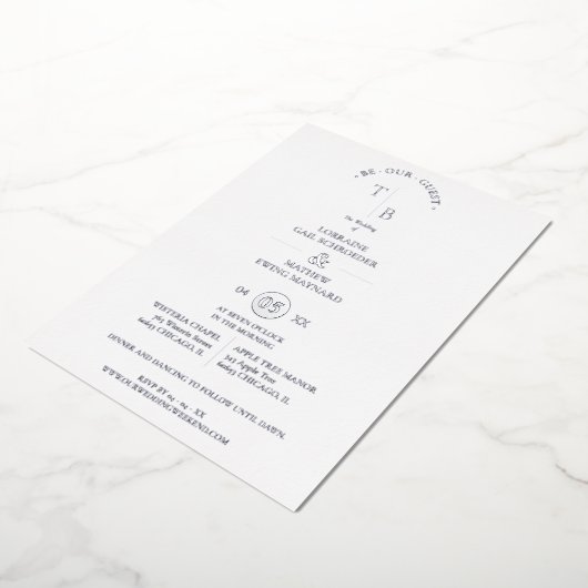 Elegant Simple Chic Initials  Modern Photo Couple Folie Uitnodiging (Gedraaid)