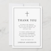 Elegant simple Christian cross funeral thin border Bedankkaart (Voorkant)