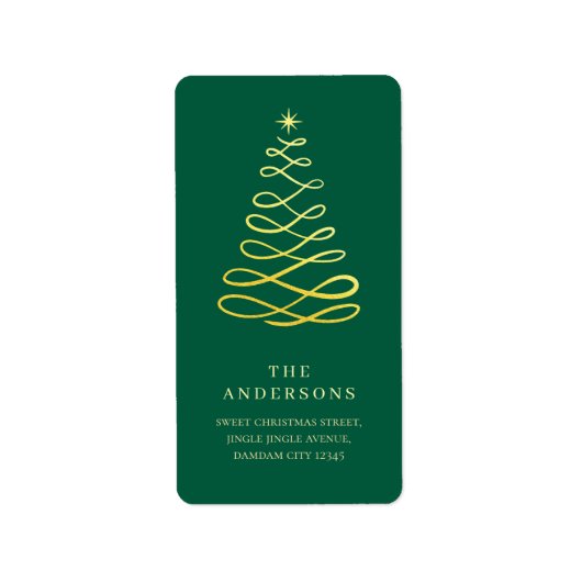Elegant Simple Christmas Tree Return Address Etiket (Voorkant)