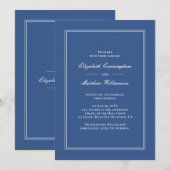 Elegant Simple Classic Blue Wedding Kaart (Voorkant / Achterkant)