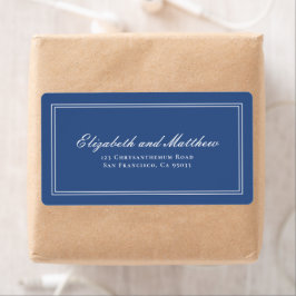 Elegant Simple Classic Blue Wedding Return Address Etiket