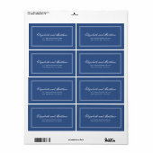 Elegant Simple Classic Blue Wedding Return Address Etiket (Full Sheet)