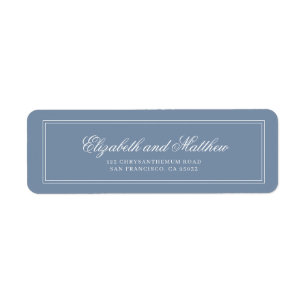 Elegant Simple Classic Blue Wedding Return Address Etiket