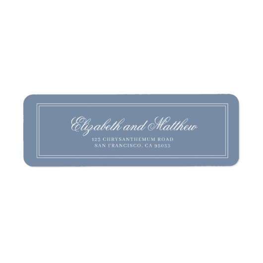 Elegant Simple Classic Blue Wedding Return Address Etiket (Voorkant)