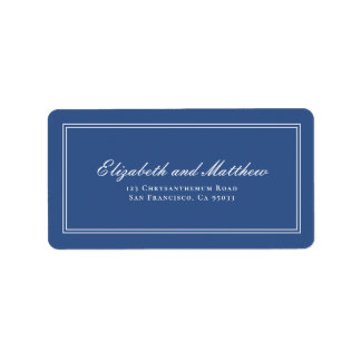 Elegant Simple Classic Blue Wedding Return Address Etiket