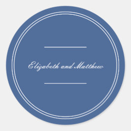 Elegant Simple Classic Blue Wedding Ronde Sticker