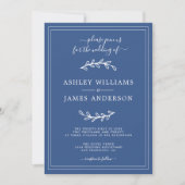 Elegant Simple Classic Blue Wedding-uitnodiging Kaart (Voorkant)