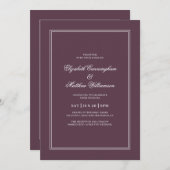 Elegant Simple Classic Cassis Wedding Kaart (Voorkant / Achterkant)