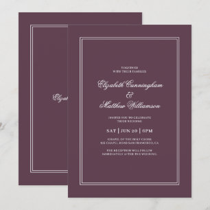 Elegant Simple Classic Cassis Wedding Kaart