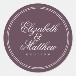 Elegant Simple Classic Cassis Wedding Ronde Sticker