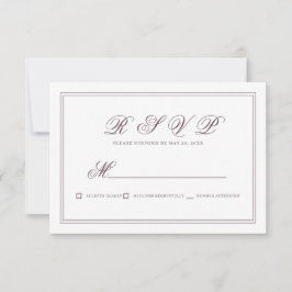 Elegant Simple Classic Cassis Wedding RSVP Kaartje