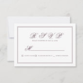 Elegant Simple Classic Cassis Wedding RSVP Kaartje (Voorkant)