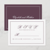Elegant Simple Classic Cassis Wedding RSVP Kaartje (Voorkant / Achterkant)