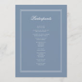 Elegant Simple Classic Faded Blue & White Weddensc Programmakaart (Achterkant)