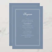 Elegant Simple Classic Faded Blue & White Weddensc Programmakaart (Voorkant / Achterkant)