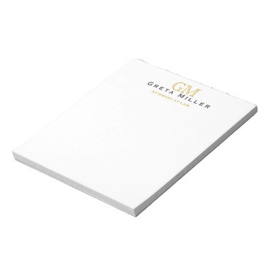 Elegant Simple Classic Gold Monogram Notitieblok (Linkerzijde)