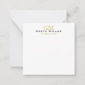 Elegant Simple Classic Gold Monogram Notitiekaartje (Voorkant)