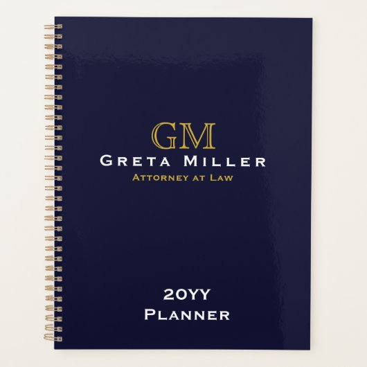 Elegant Simple Classic Gold Monogram per jaar Planner (Voorkant)