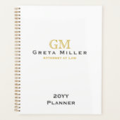Elegant Simple Classic Gold Monogram per jaar Planner (Voorkant)