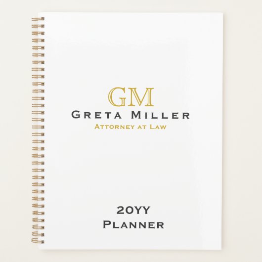 Elegant Simple Classic Gold Monogram per jaar Planner (Voorkant)