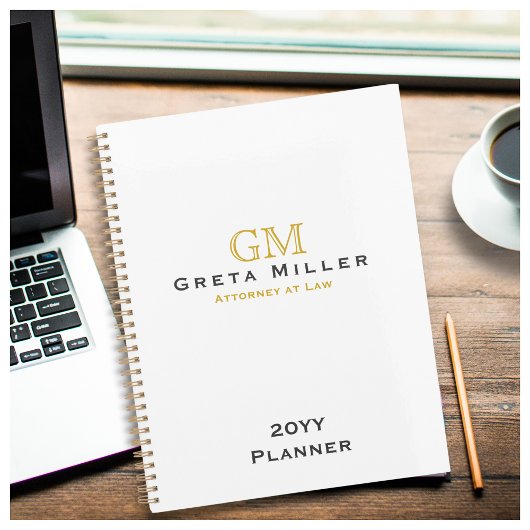 Elegant Simple Classic Gold Monogram per jaar Planner